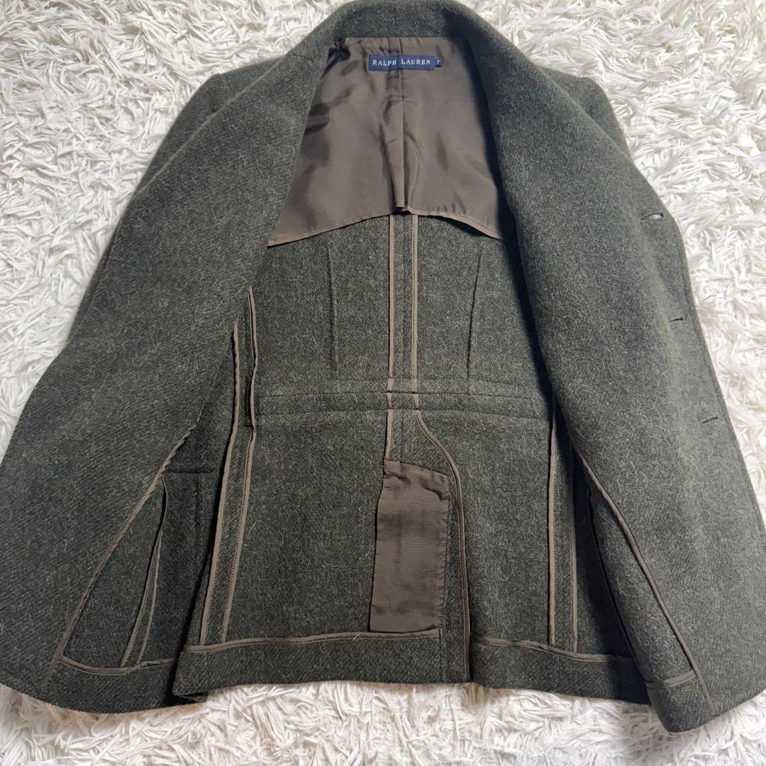 ラルフローレン　アルパカ　シャギー テーラードJK くるみボタン エルボーパッチ