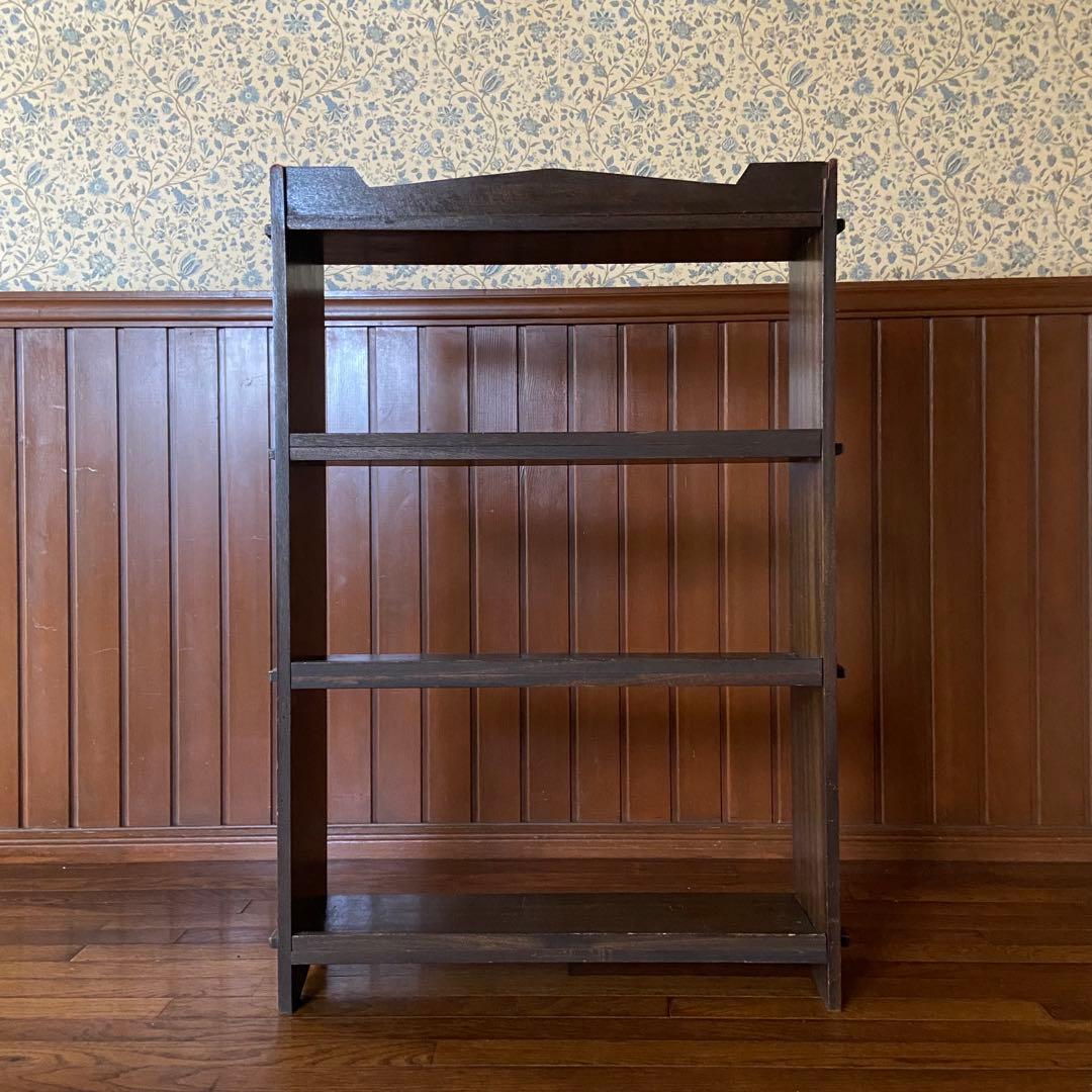 アンティーク　古い本棚　レトロ　楔棚　オープンラック　くさび棚