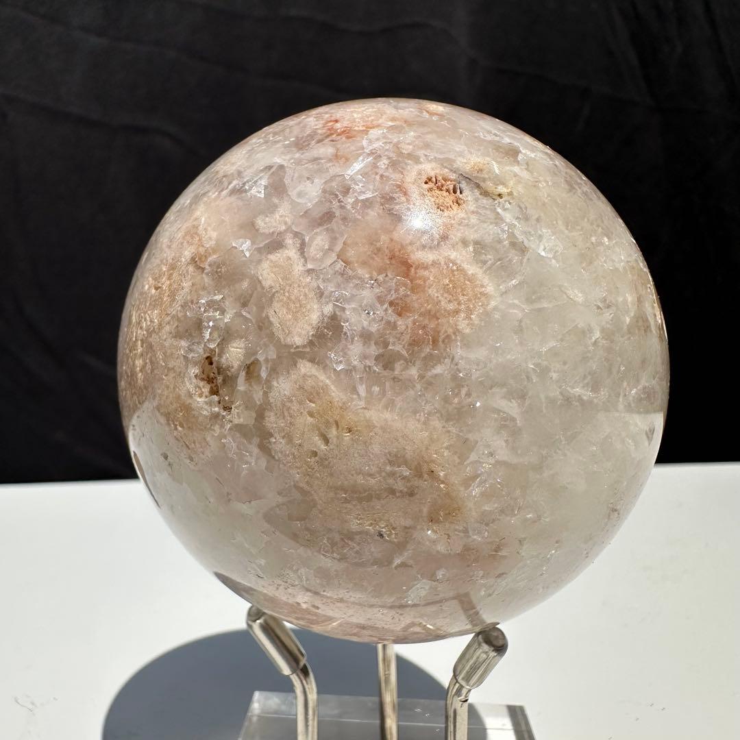 天然石桜瑪瑙のスフィア　丸玉　置物D.203