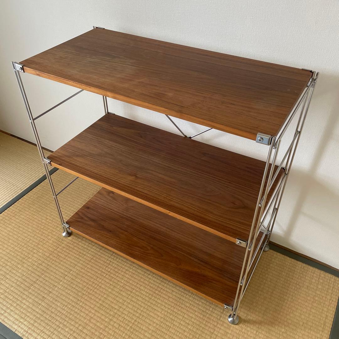 無印良品　ステンレスユニットシェルフ　 ウォールナット棚材セット　ワイド小