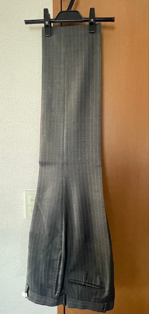 リングジャケット　グレー ストライプ ビジネススーツ　48