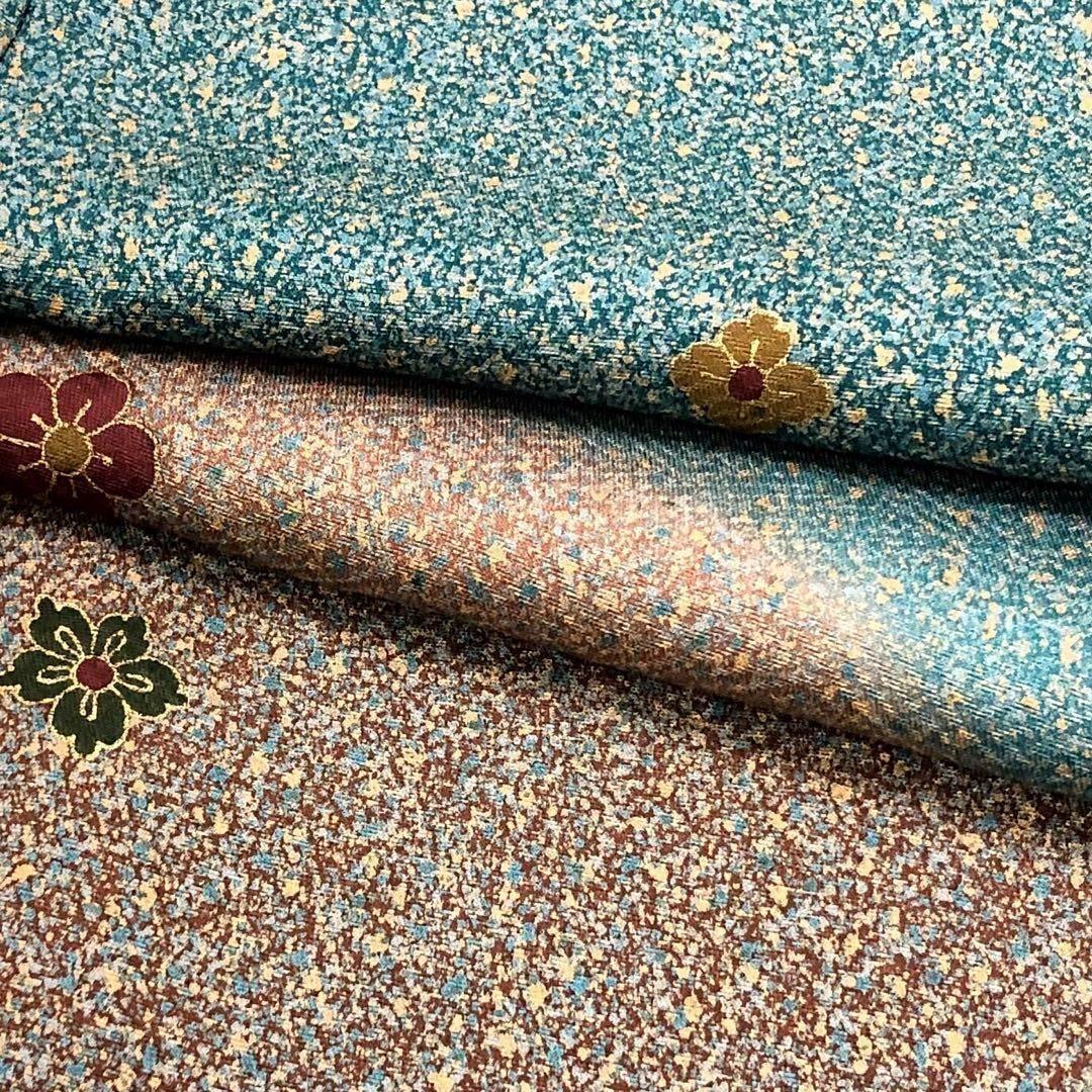 付下げ 飛び柄花柄模様 叩き染 青碧色 トールサイズ K-3226