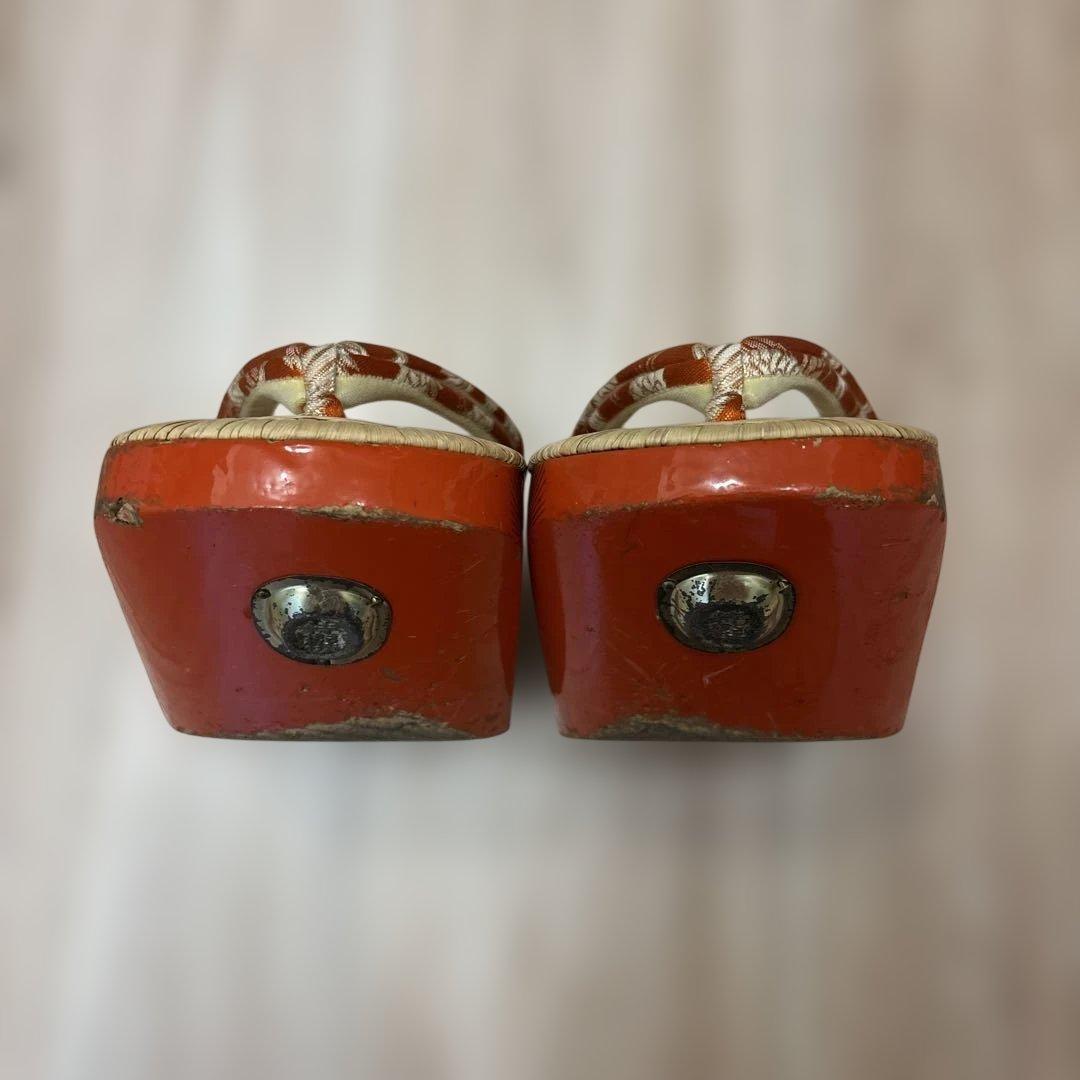 七五三　7歳　ぽっくり下駄　オレンジ系