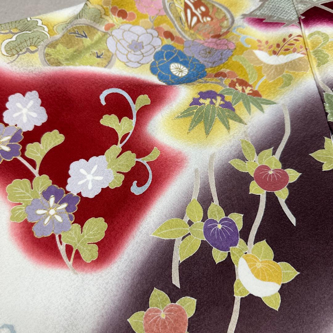 白地 染め分け 古典柄 京友禅 金駒刺繍 振袖