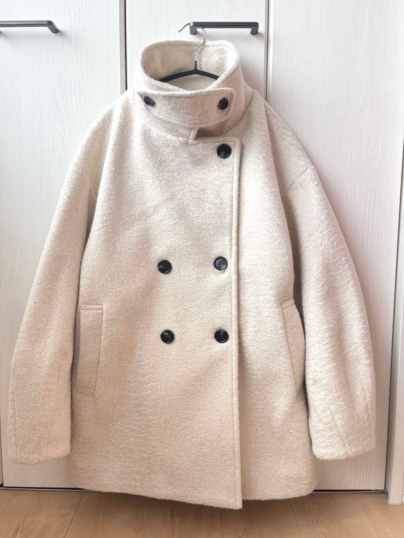 【新品未使用】mystic シャギーミドルコート　アイボリー　サイズ2