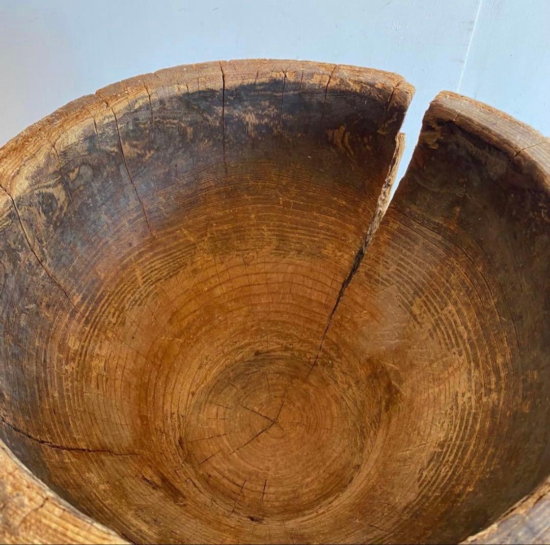 【一点物】アンティーク ローテーブル 椅子 欅 臼 プリミティブ 無塗装