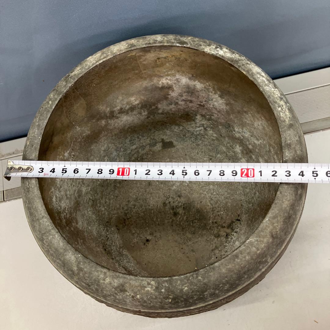 4F 松竹梅 彫金 砂張 金属製 火鉢 植木鉢 メダカ鉢 アンティーク レトロ