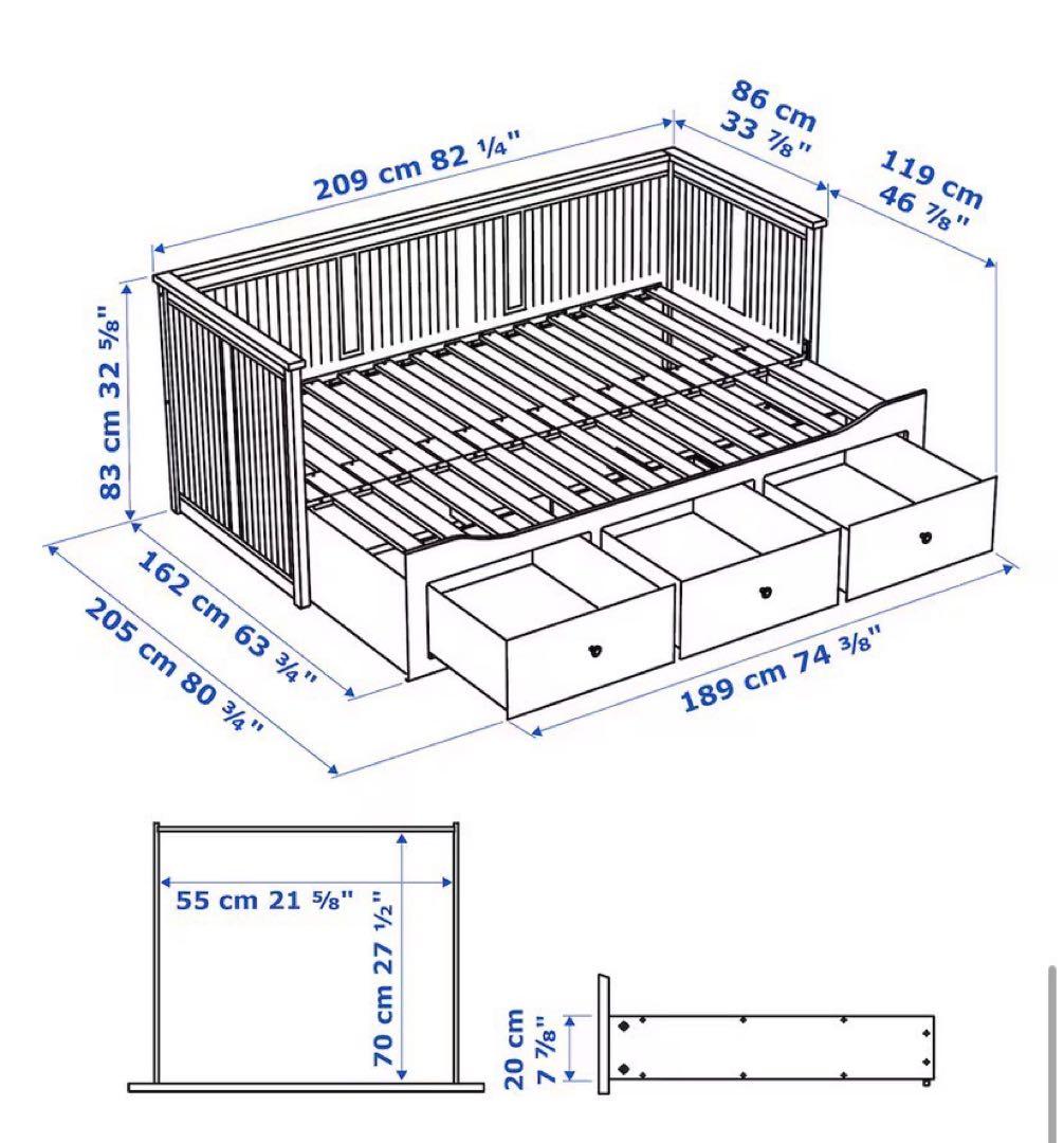 イケア HEMNES ヘムネス デイベッドフレーム　マットレス付き