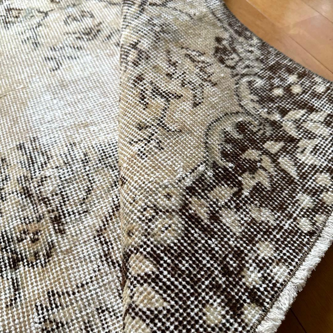 88×211 ナチュラルカラー　ブラウン　メダリオン　トルコヴィンテージラグ