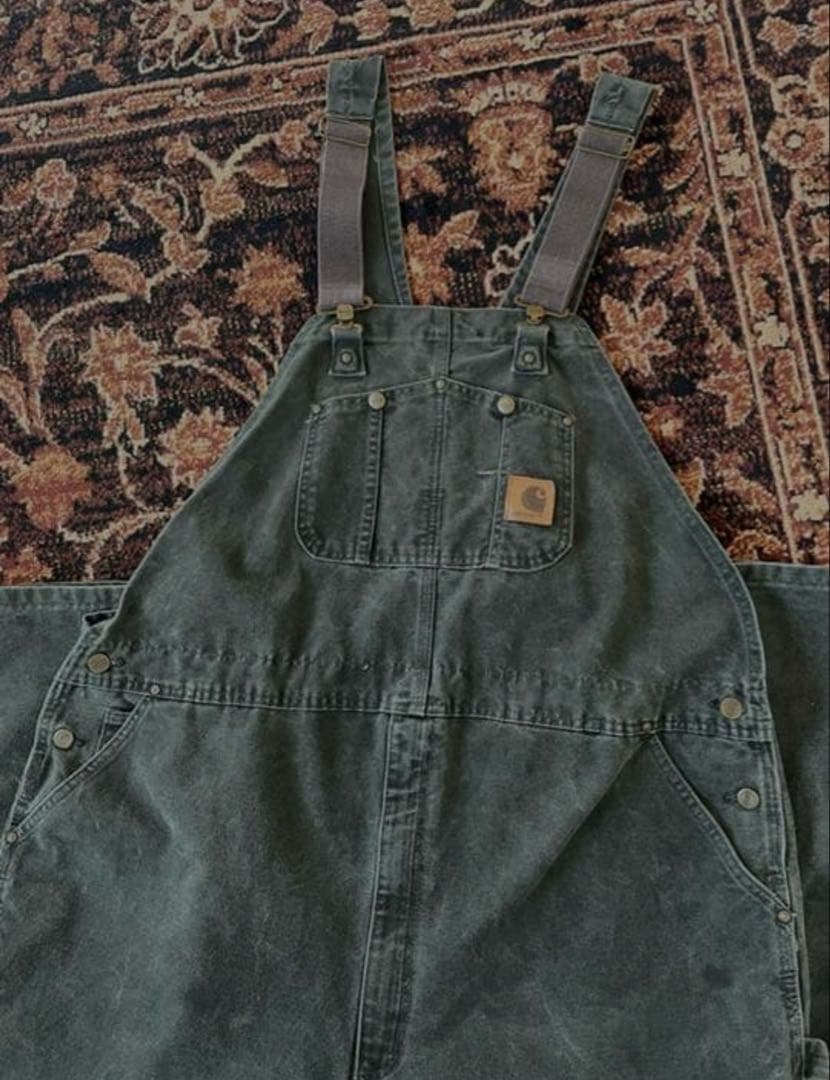 カーハート　オーバーオールダブルニー　カーキ　48×32