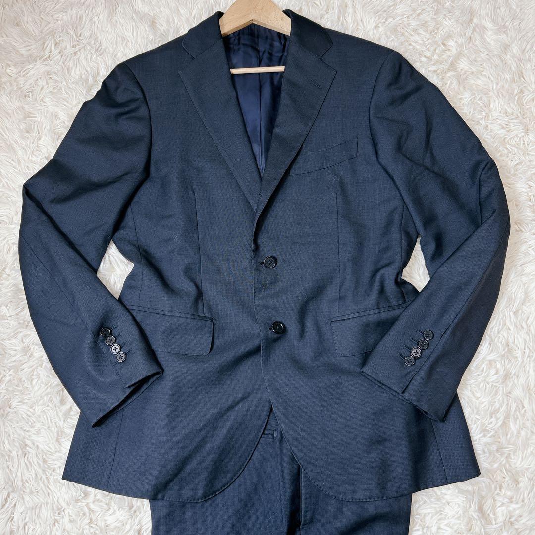 極美品✨BEAMS F セットアップ　3ボタン　無地　ネイビー　サイズ95S