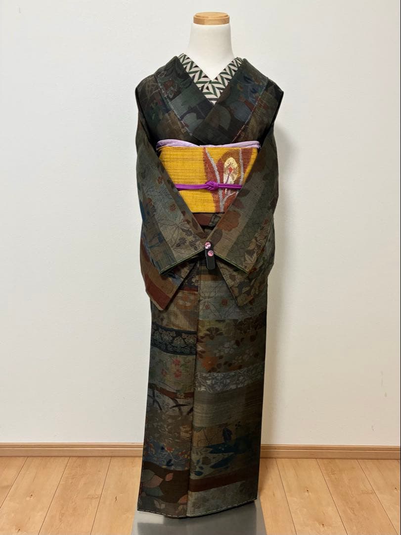 紬　小千谷紬　百柄　裄66.5cm 正絹　美品