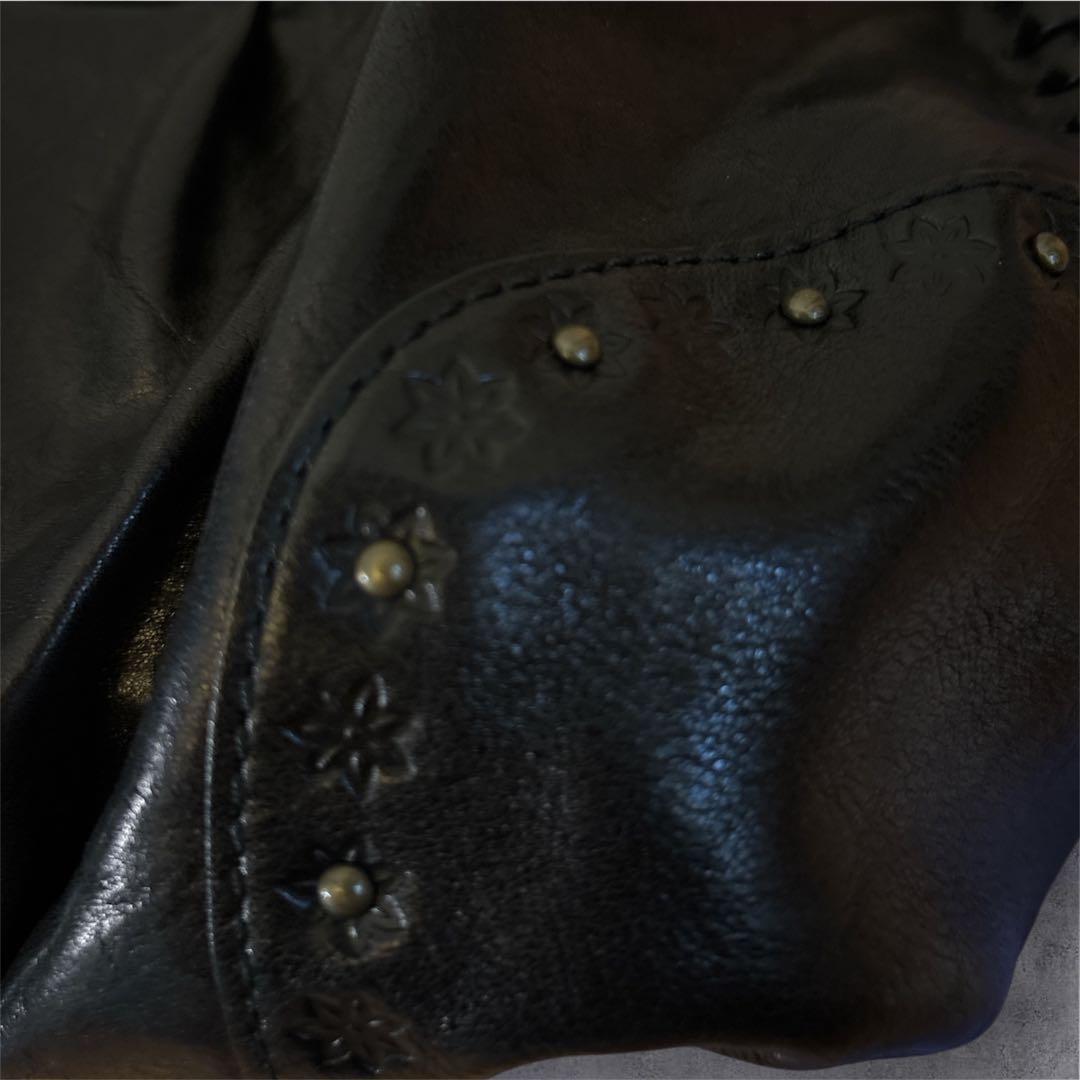 ANNA SUI アナスイ　本革レザー　フリンジ　スタッズ　蝶　ブラック　y2k