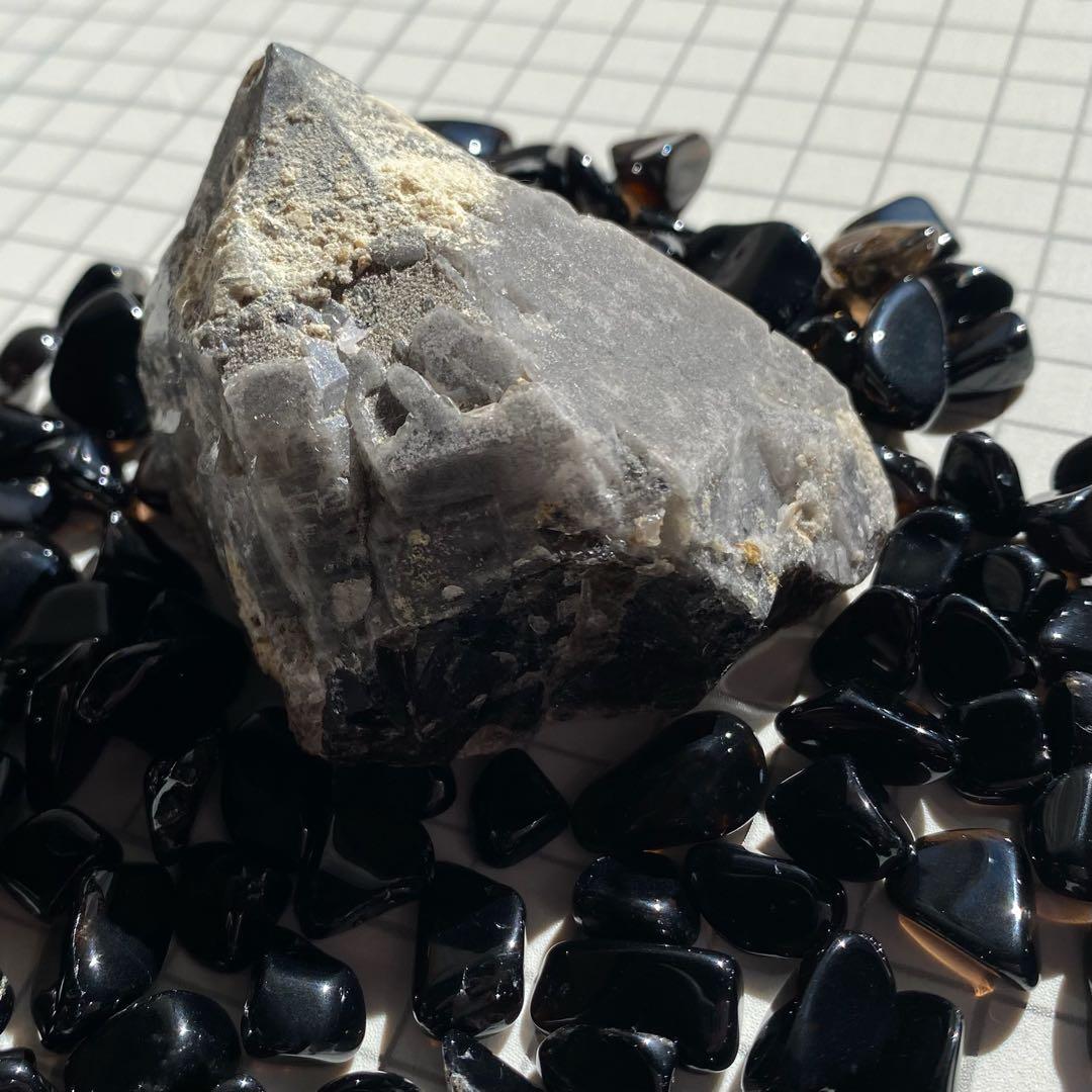 セット★ モリオン 単結晶 モリオン細石　天然石　黒水晶　チベット産