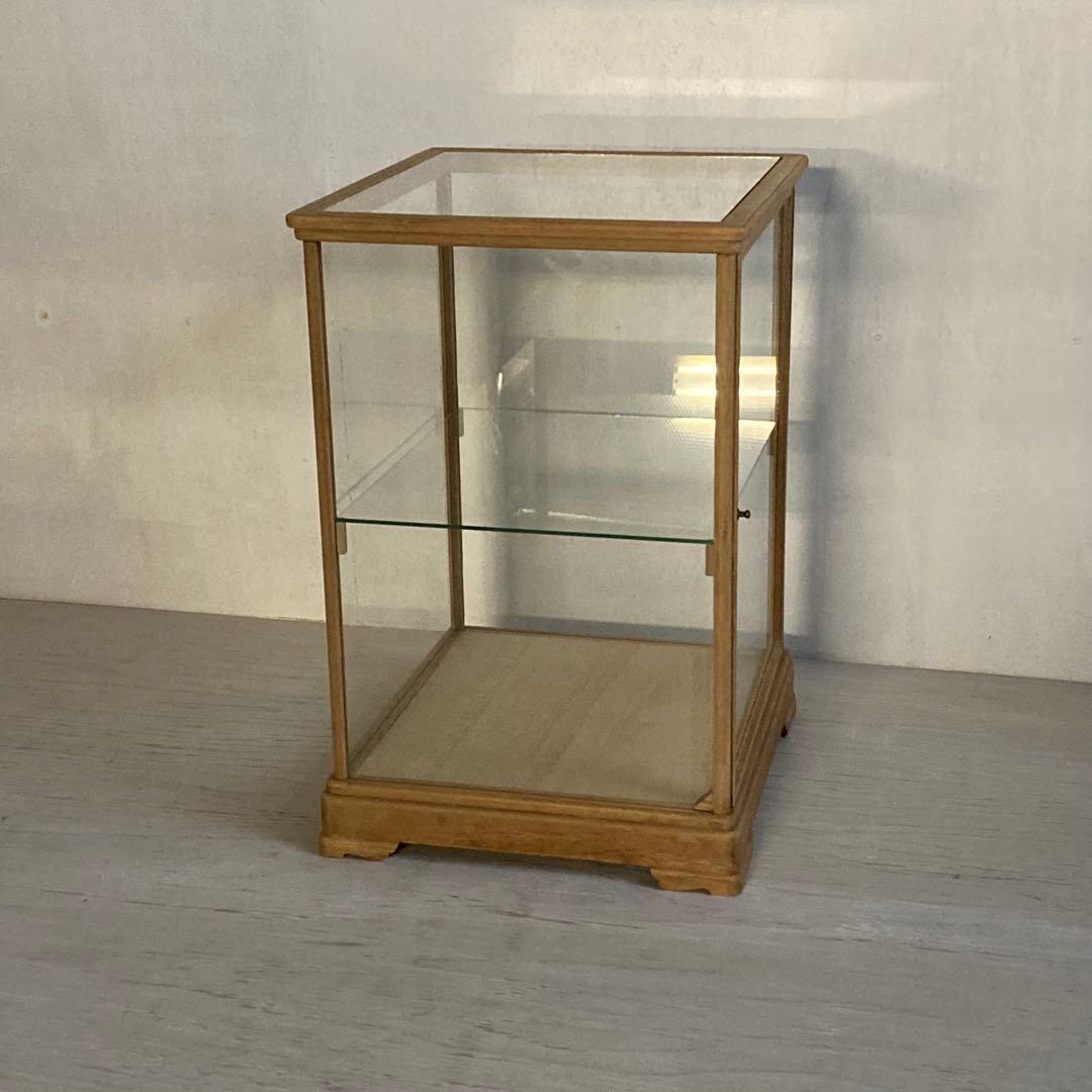 古い木製 ガラスケース 2段 ショーケース 展示ケース 店舗什器