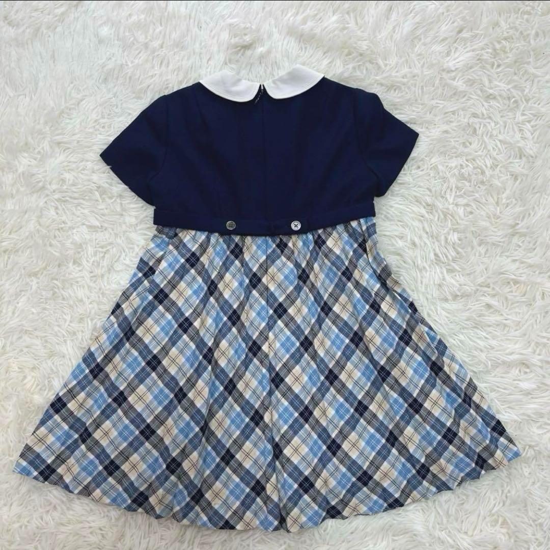 美品✨ファミリア　110 フォーマルアンサンブルスーツ　ネイビー　白襟ワンピース