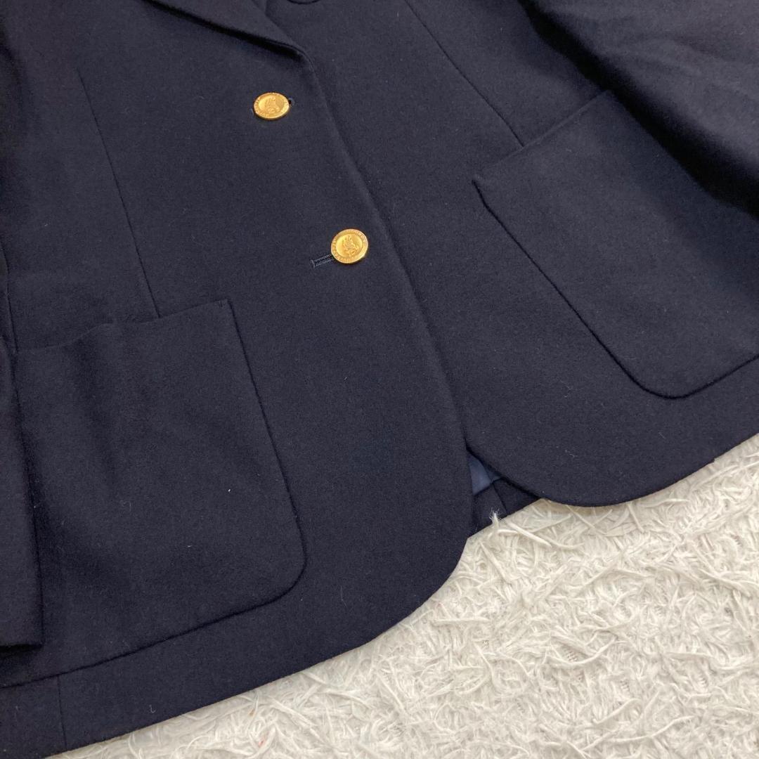 17534✨バーバリー ヴィンテージ 金ボタン エンブレム 紺ブレ ウール 9