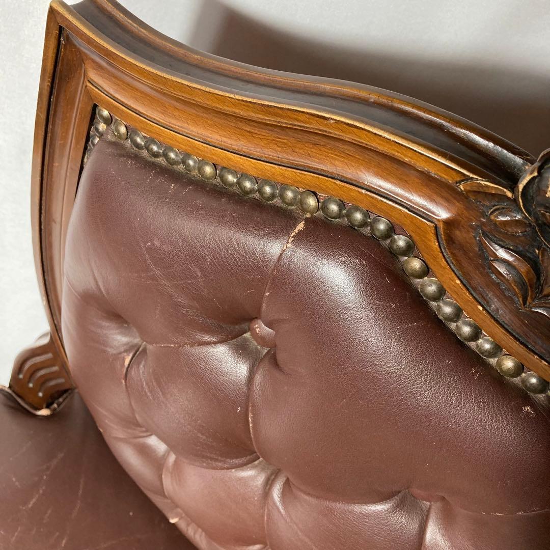 カリモク　アンティークチェア　ダイニングチェア　革　レザーチェア　木製イス