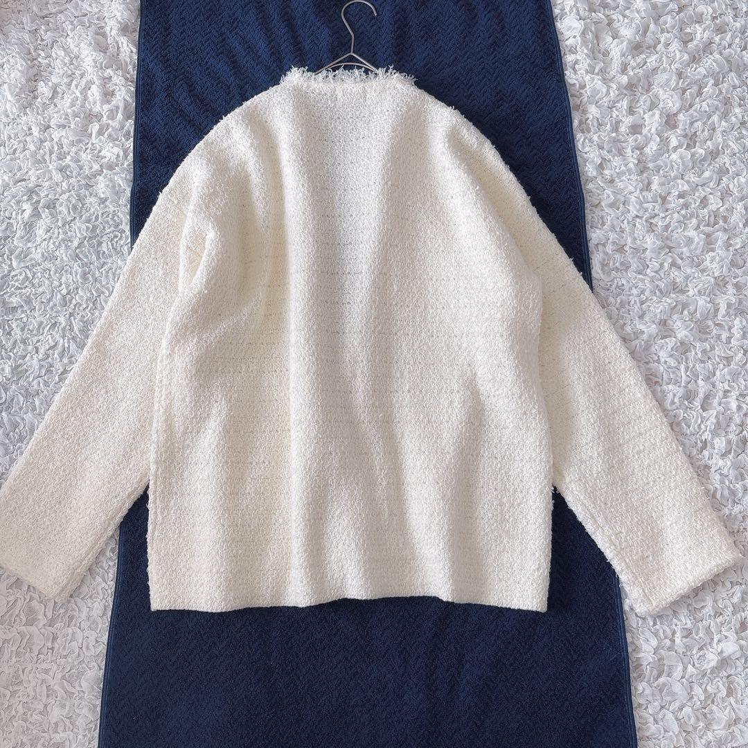 【完売希少】23AW シップス　ニットツイードクルーネックカーディガン　金ボタン