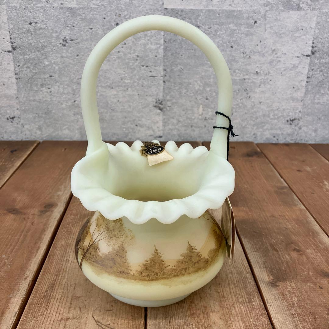 北米 フェントン アートガラス ウランガラス バスケット カゴ 小物入れ 置物