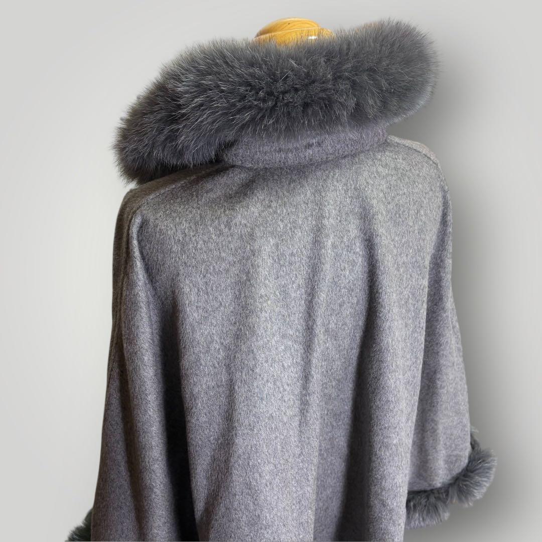 SAGA FURS ポンチョ ケープ カシミヤ ファー ブルーフォックス