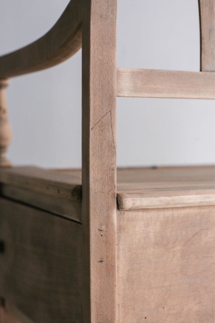 フランス　収納付きチェア　ダイニングチェア　無垢材　ブロカント　古家具