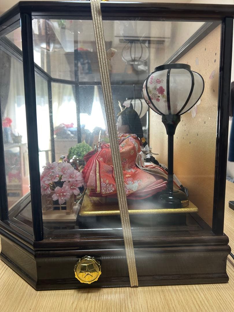 雛人形 親王飾り ガラスケース入り ひな人形 お内裏様 お雛様（オルゴール付き）