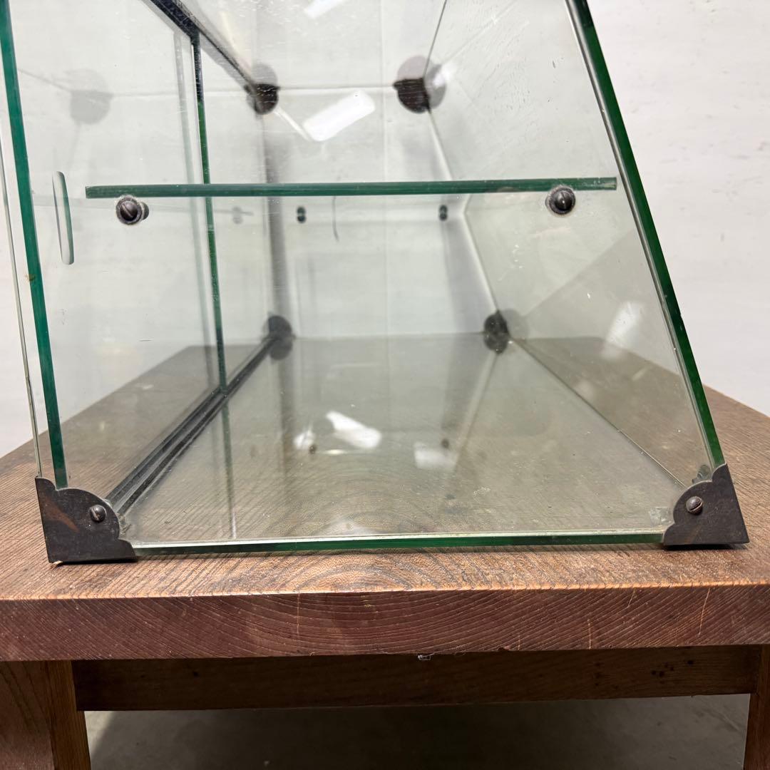 昭和レトロ ガラスケース 卓上 前面 斜め アンティーク ショーケース 陳列棚