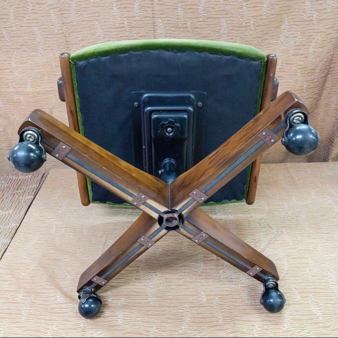 カリモク コロニアル デスクチェア　モスグリーン オールドカリモク