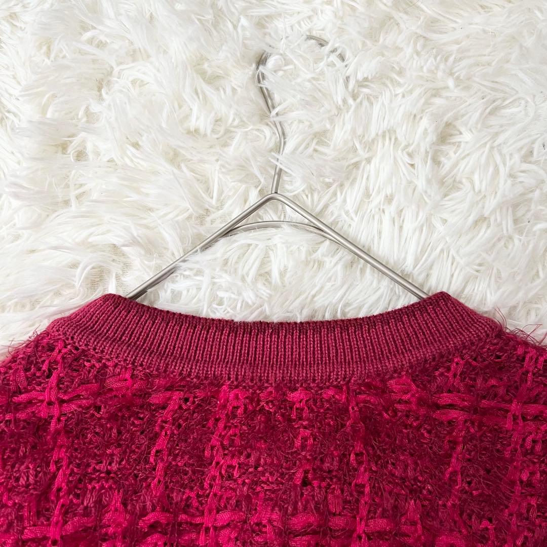 新品タグ付き　定価約4万　ピンキーアンドダイアン　ツイードカーディガン　レッド