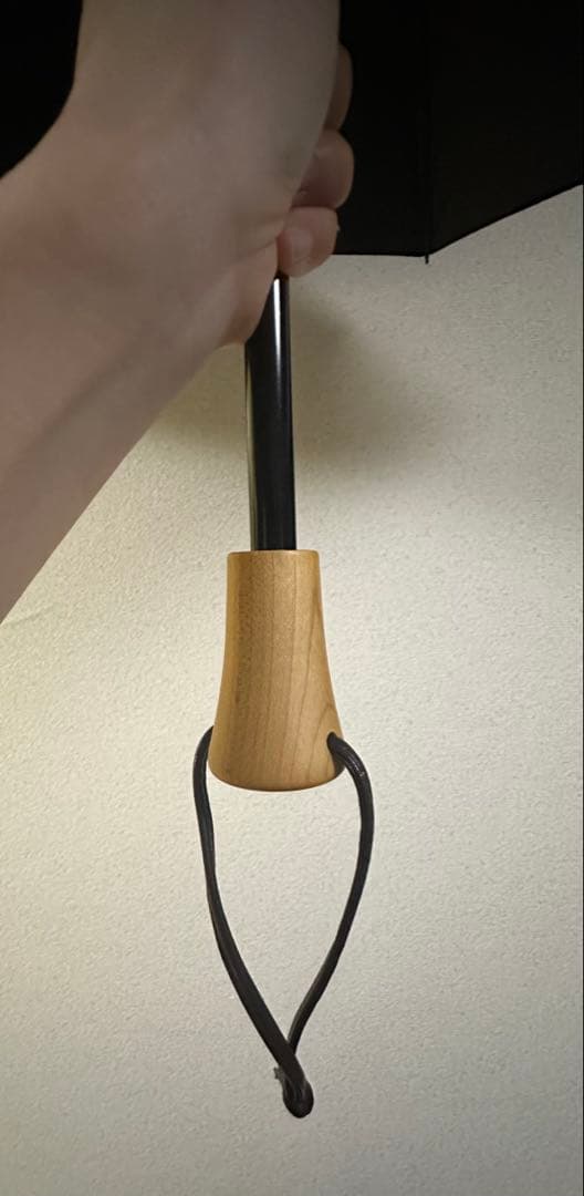 サンバリア100 ネイビー無地　２段折り　木ストレート手元