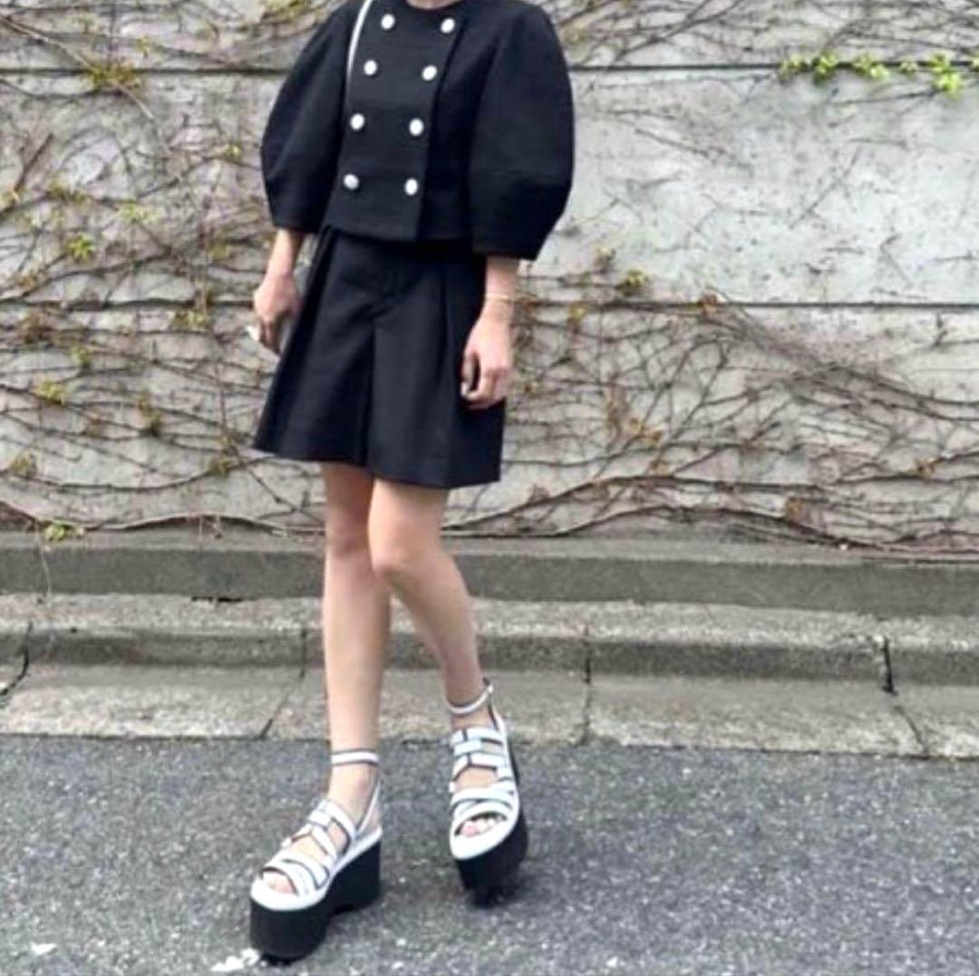 cygne シーニュ　レザーボタンツイードジャケット　Lydie+ ブラック