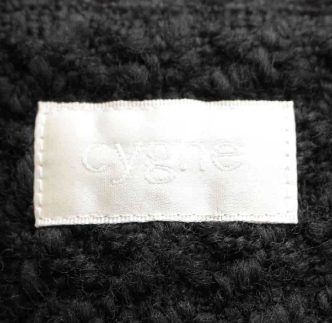 cygne シーニュ　レザーボタンツイードジャケット　Lydie+ ブラック