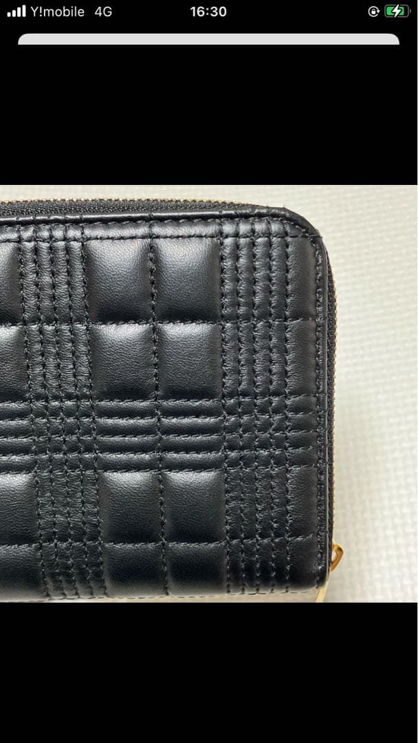 極美品　BURBERRY レザーラウンドジップ長財布　キルティング　黒　TBロゴ