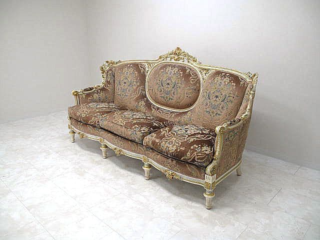 マリオ・コルチャゴ（フラテリ・オリッジ） 3人掛けソファ ロココ様式 金華山張地