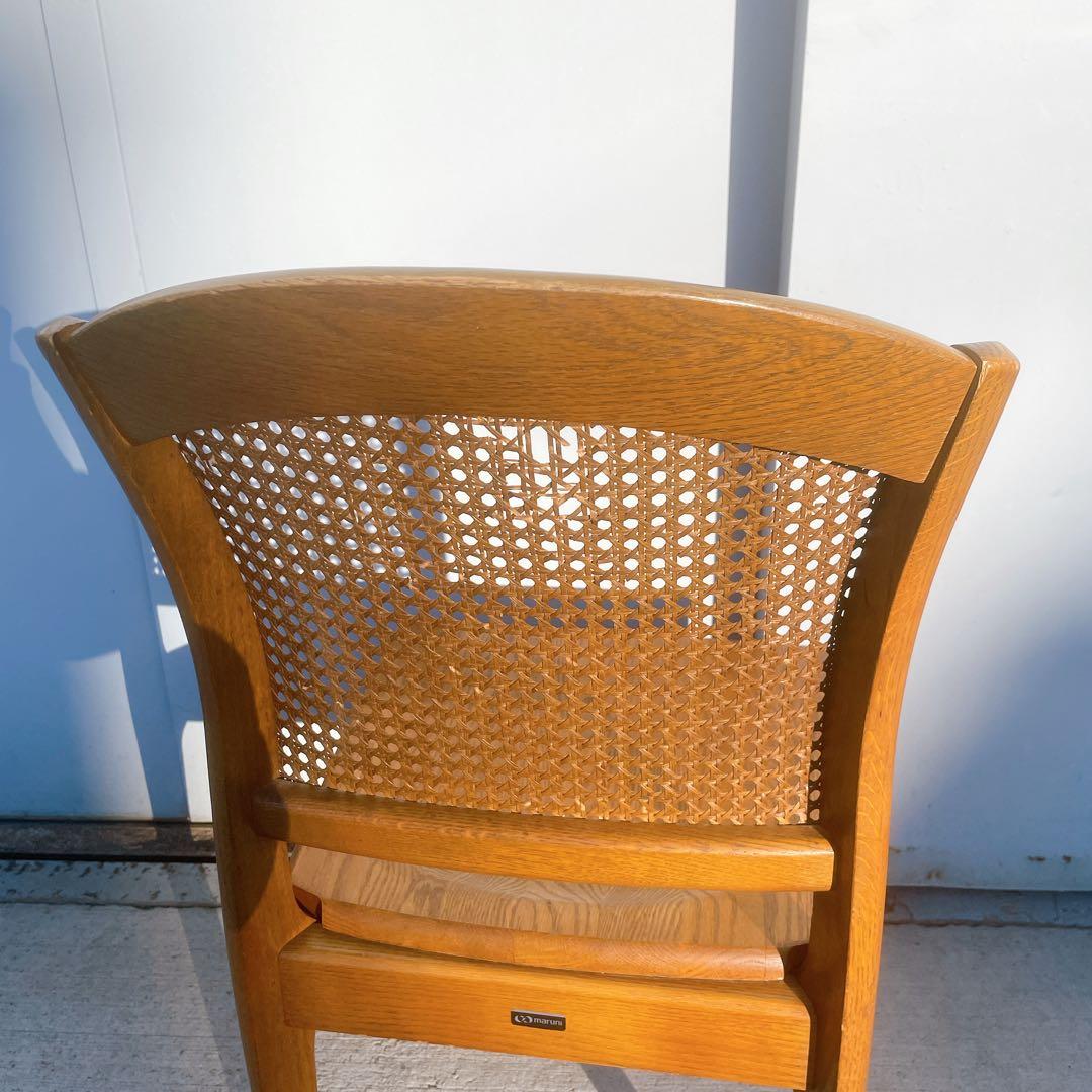 【希少②】マルニ maruni 木製ダイニングチェア ラタン 籐 旧ロゴ 椅子