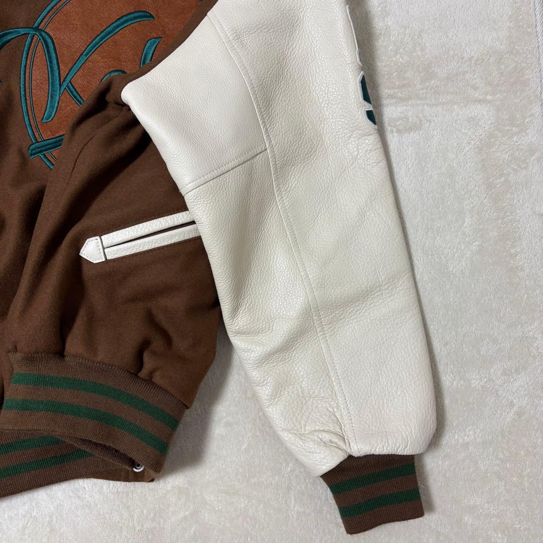 keboz スタジャン　ブラウン　レザー切替