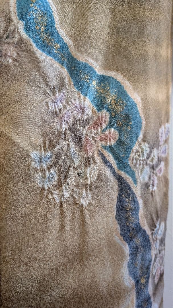 【翠山工房】訪問着 花柄 金色 紫色 辻ヶ花