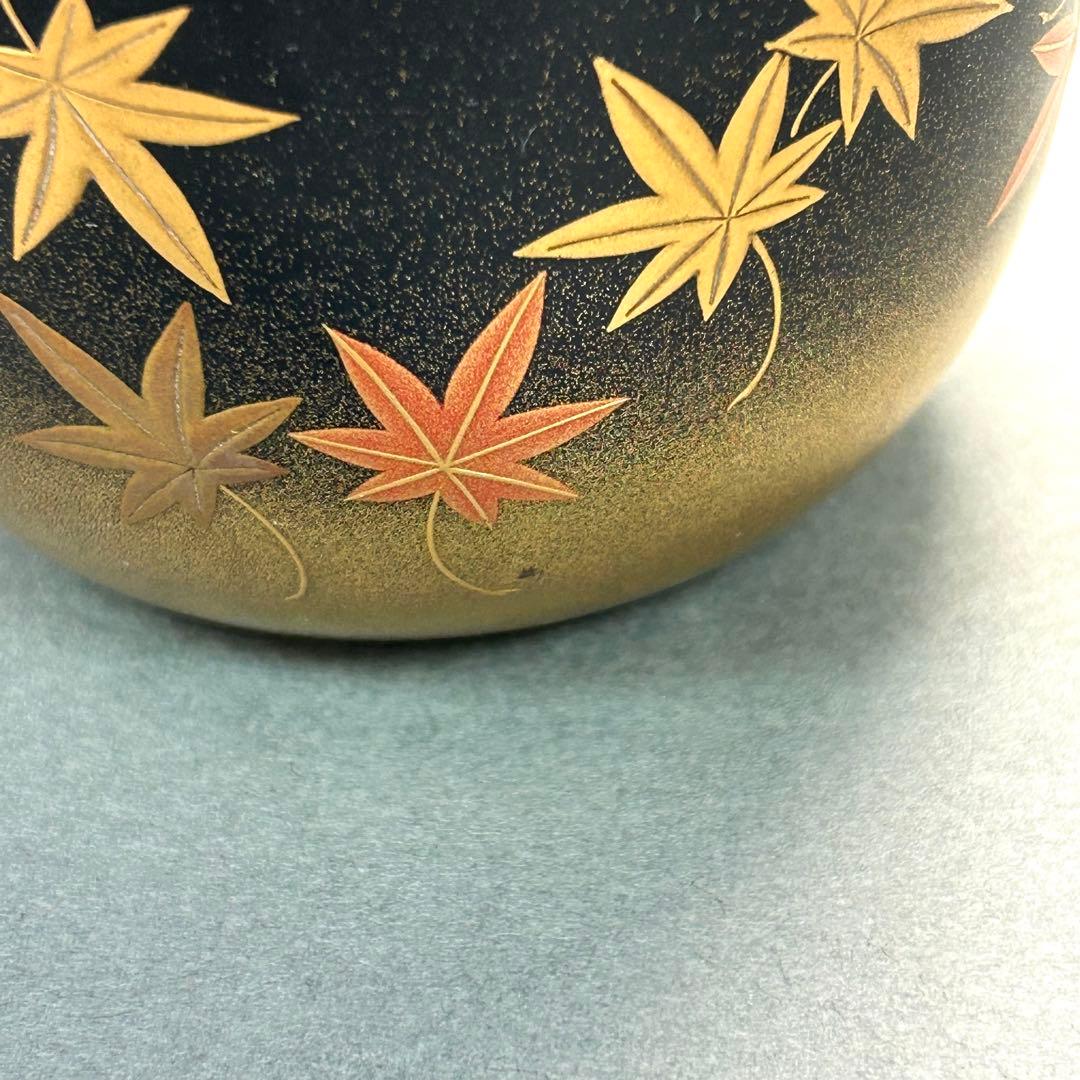 棗　『清瀬一光　而妙斎書付』　紅葉蒔絵　大棗　お茶道具　書付箱　共箱　工芸品