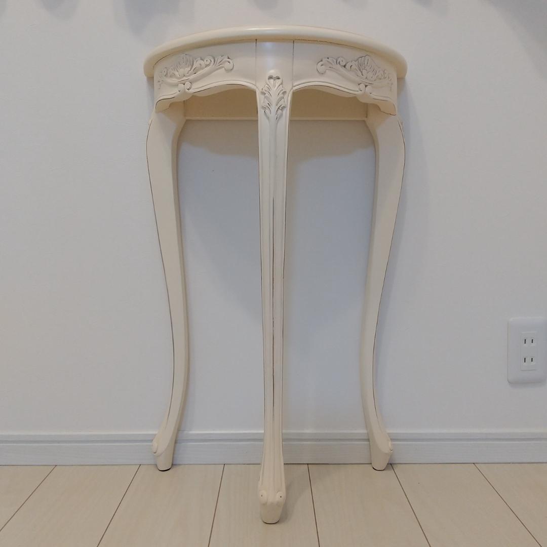 猫脚テーブル/コンソールテーブル/ロココ調/半円/木製/インドネシア製/姫系