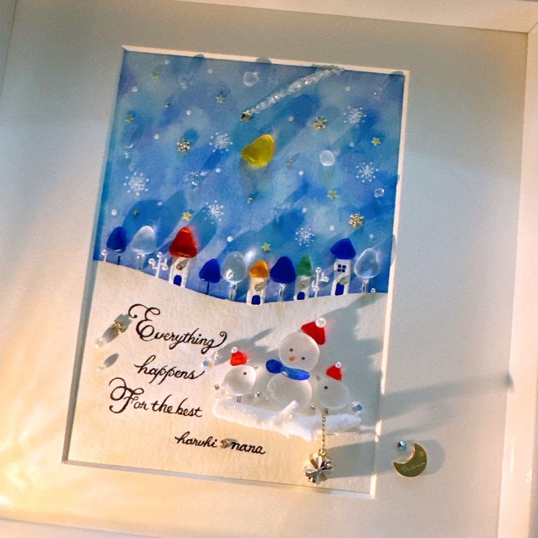 ꫛꫀꪝ✧シーグラスアート「ねがいごと♡北欧の街並み」赤　レアカラー　絵本の世界