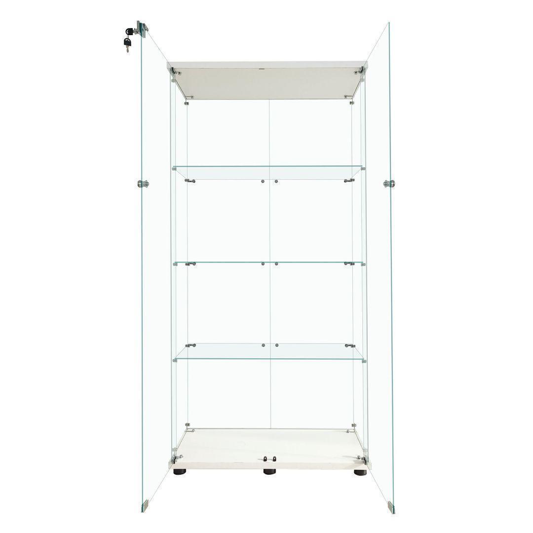 ガラスケース 4段両扉 コレクション フィギュア 棚 ショーケース 白 2001