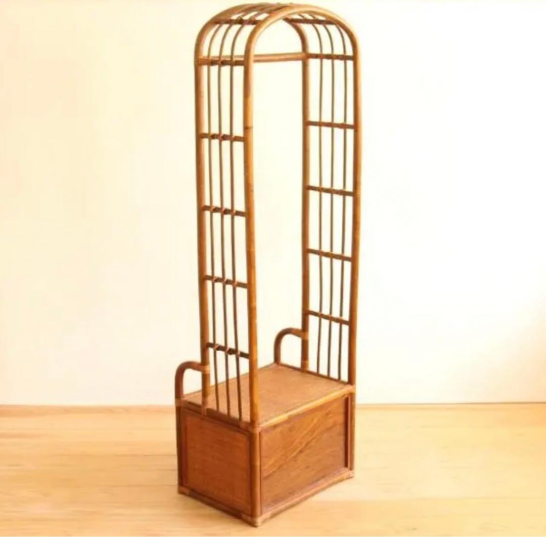 ラタン　籐　収納棚　ラック　アーチ型　ラタン家具　ビンテージ　レトロ