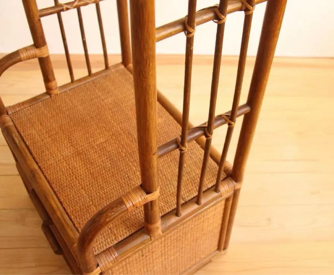 ラタン　籐　収納棚　ラック　アーチ型　ラタン家具　ビンテージ　レトロ