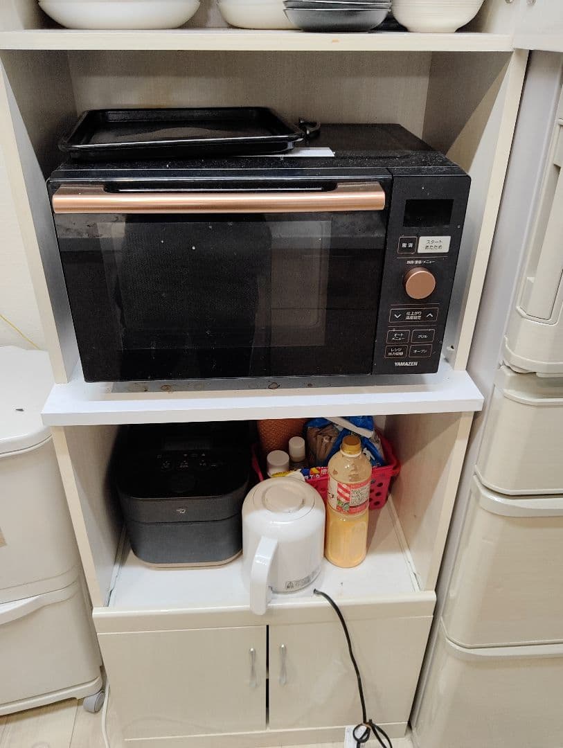 ホワイト レンジボード ガラス扉付き