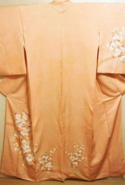 美品 淡いサーモン色 小菊付け下げ 訪問着フルセット 襦袢付き裄66 M寸