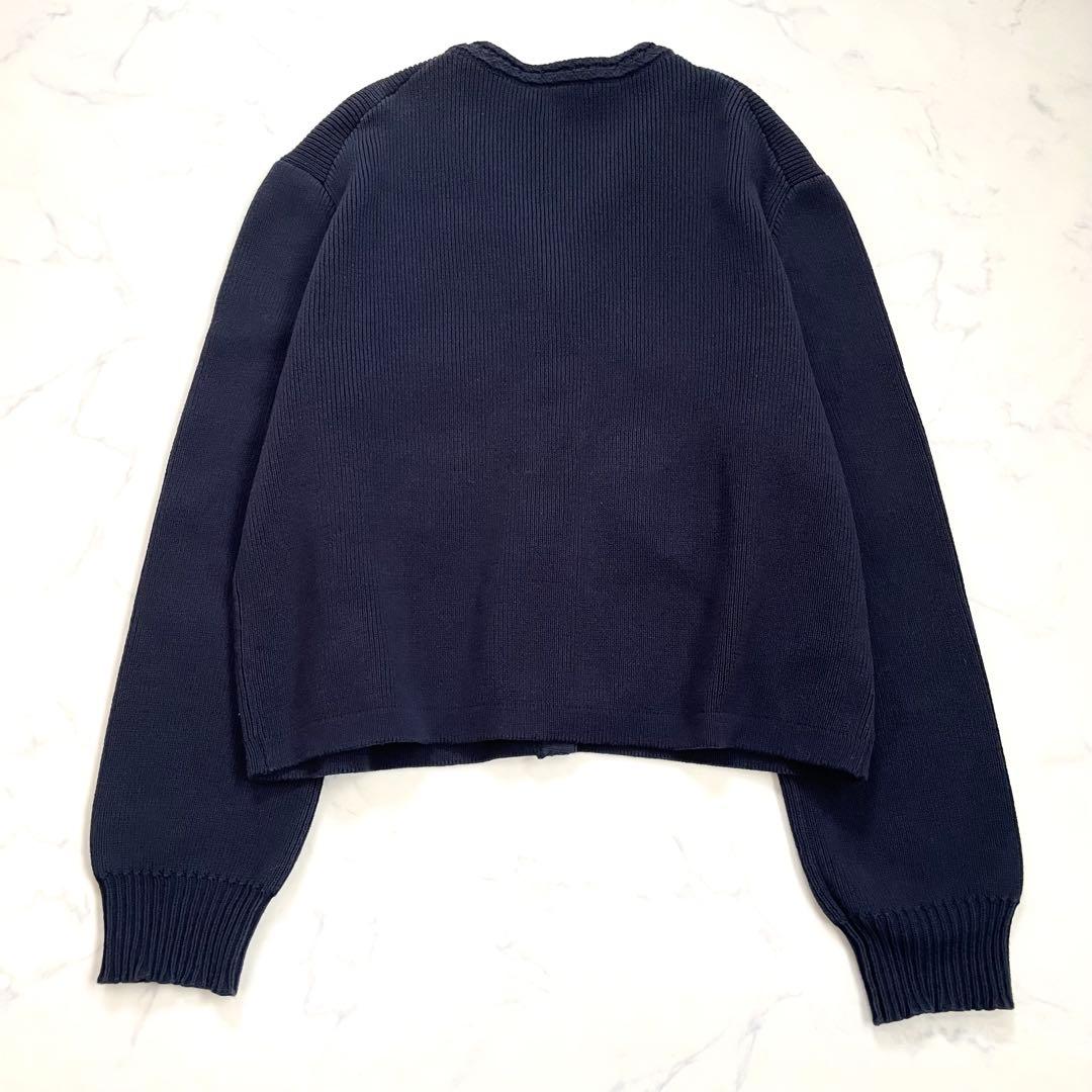 美品　プラージュ　ゴールドボタンニットジャケット　金ボタン　ノーカラー　コットン