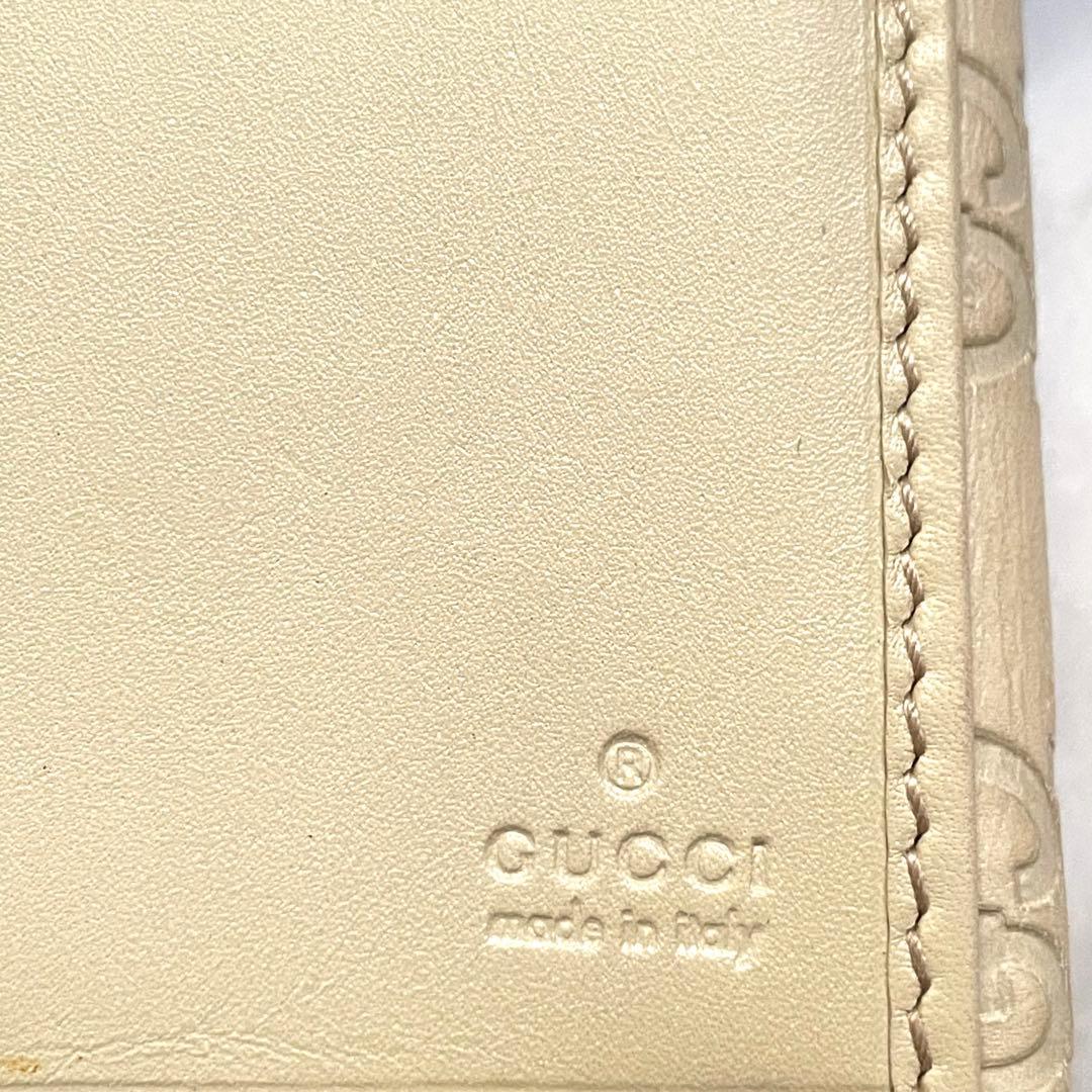 GUCCI グッチ　シマ レザー 長財布　wホック　メタルロゴ　美品0121-⑤