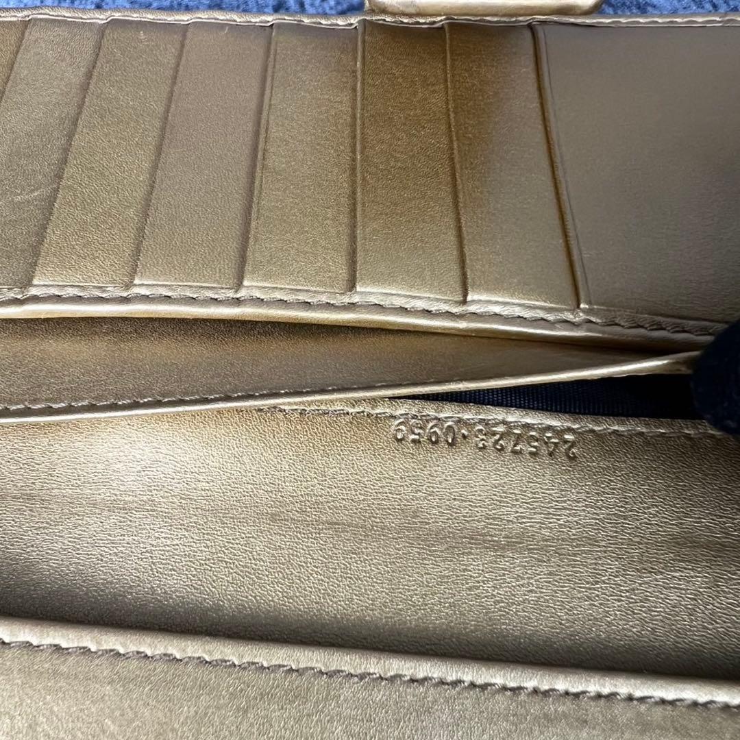 GUCCI ラブリーハート GG柄 レザー 長財布 ゴールド