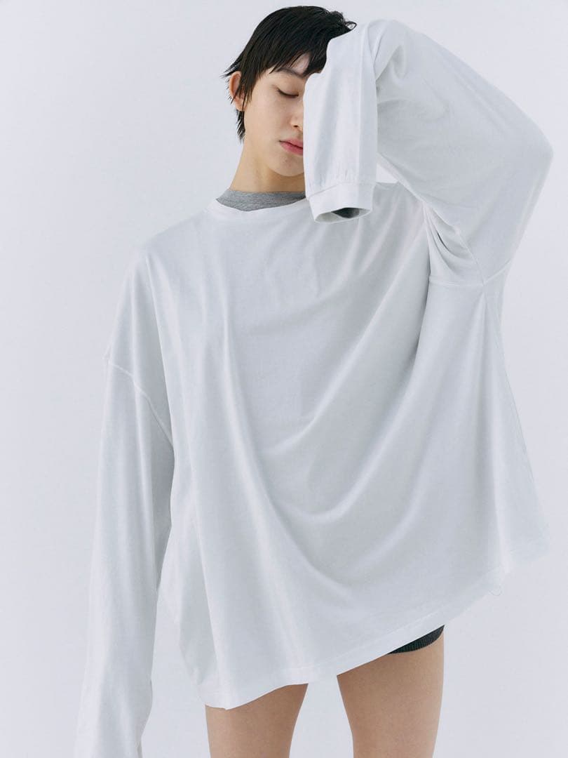 JOSE MOON ロングスリーブオーバーTシャツ ホワイト＆グレー2枚セット